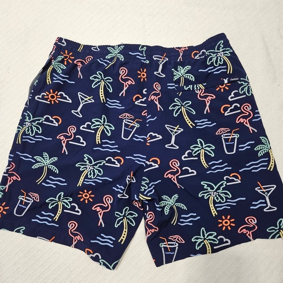 Chubbies Mens Neon Tropical Flamingo Palm Tree Swim Trunks Navy Blue XXL - Picture 3 of 11